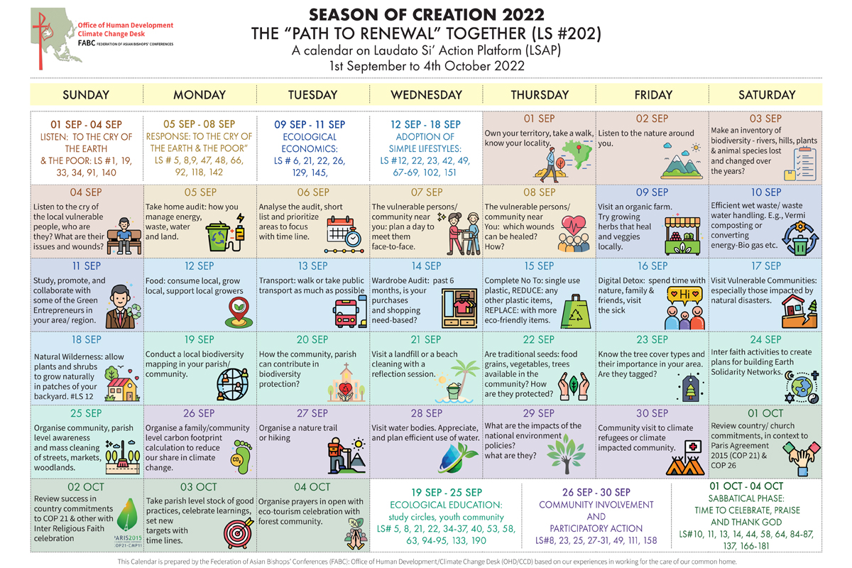 2022 Season of Creation calendar 9/1～10/4